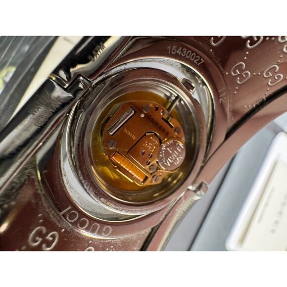 Gucci Wide Twirl Watch Bangle Canvas Steel Logo Swiss Made Mother Of Pearl Dial main image 13